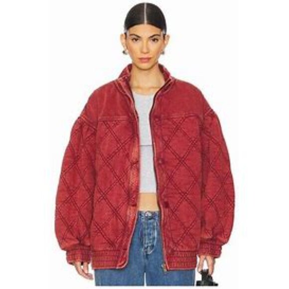 Free People Juno Quilted Jacket in Rose Pink Color  Sz S  NEW - Picture 3 of 15